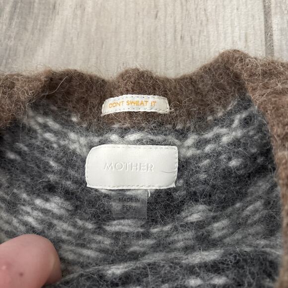 Mother The Half Of Me Fair-Isle Sweater Halfway to Nowhere Sz M Gray Brown - Picture 3 of 13